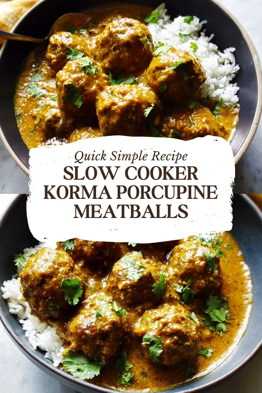 Slow Cooker Korma Porcupine Meatballs