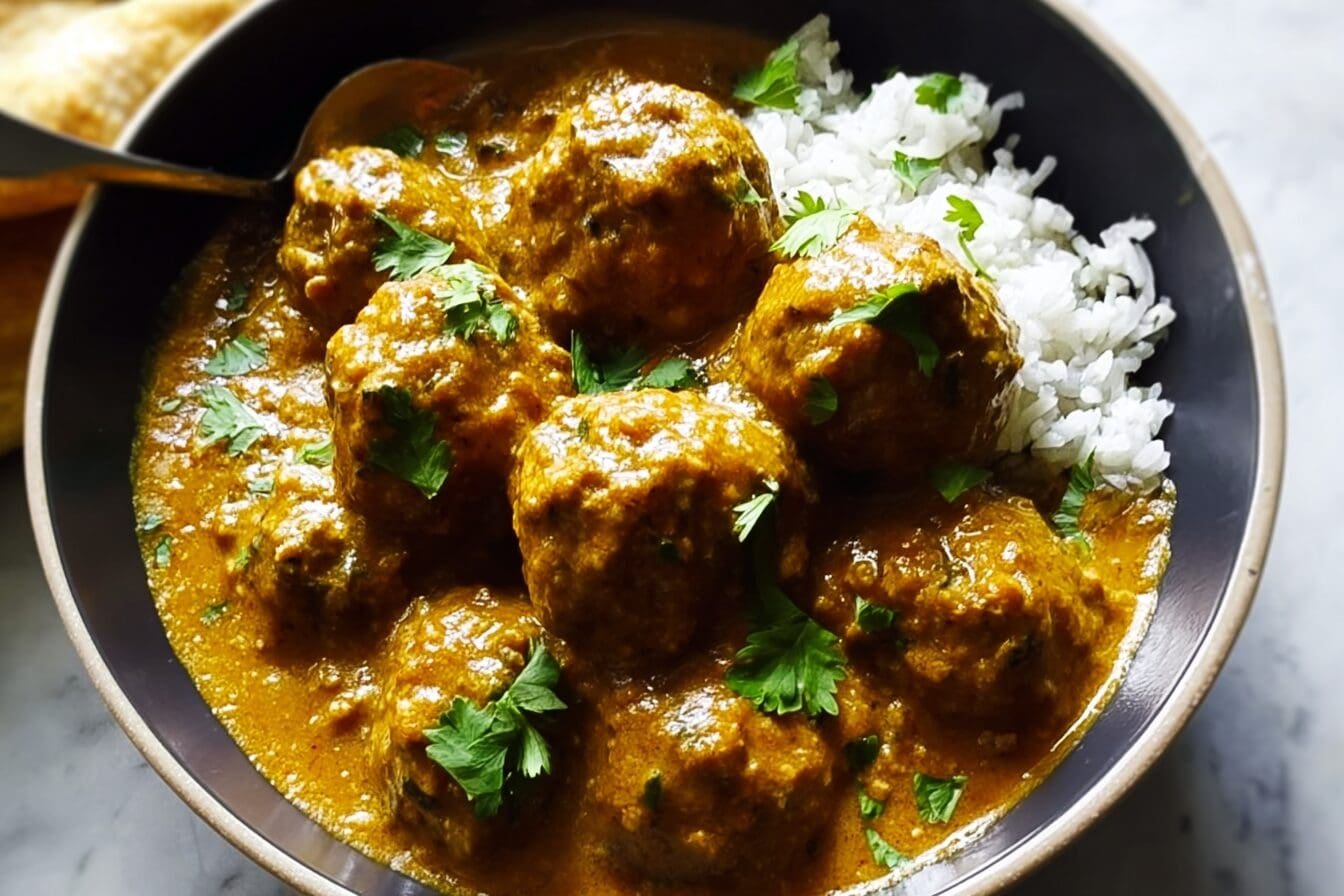 Slow Cooker Korma Porcupine Meatballs