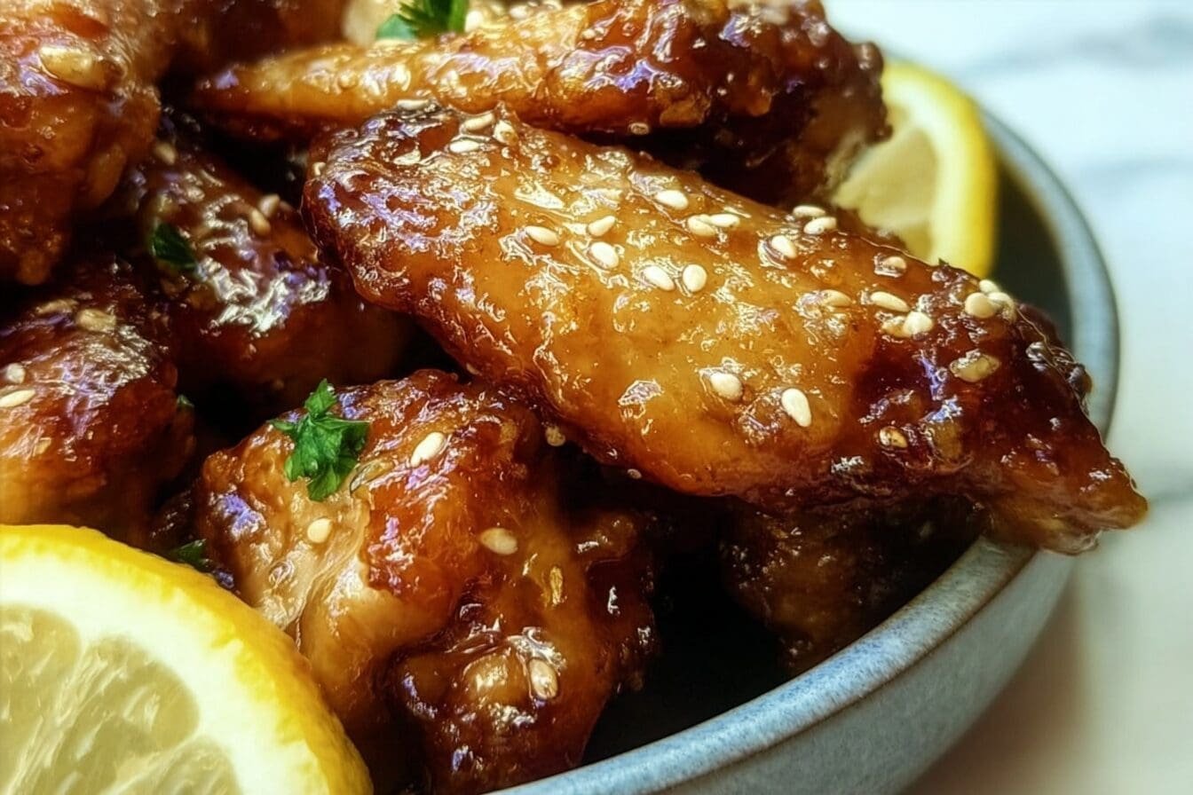 Sticky Honey Lemon Chicken Wings