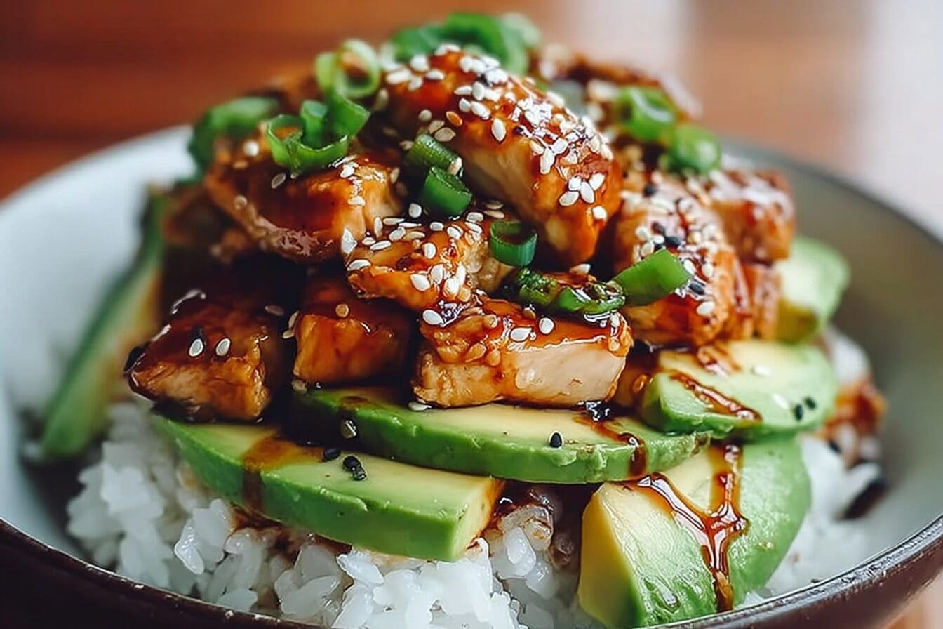 Teriyaki Chicken Avocado Rice Bowl