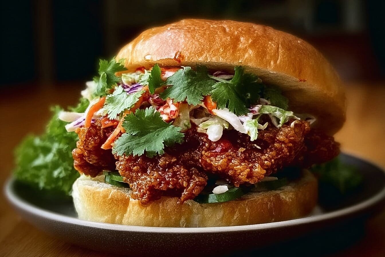 Tangy Thai Fried Chicken Sandwich With Crispy Golden Coating 6 Thai Fried Chicken Sandwich