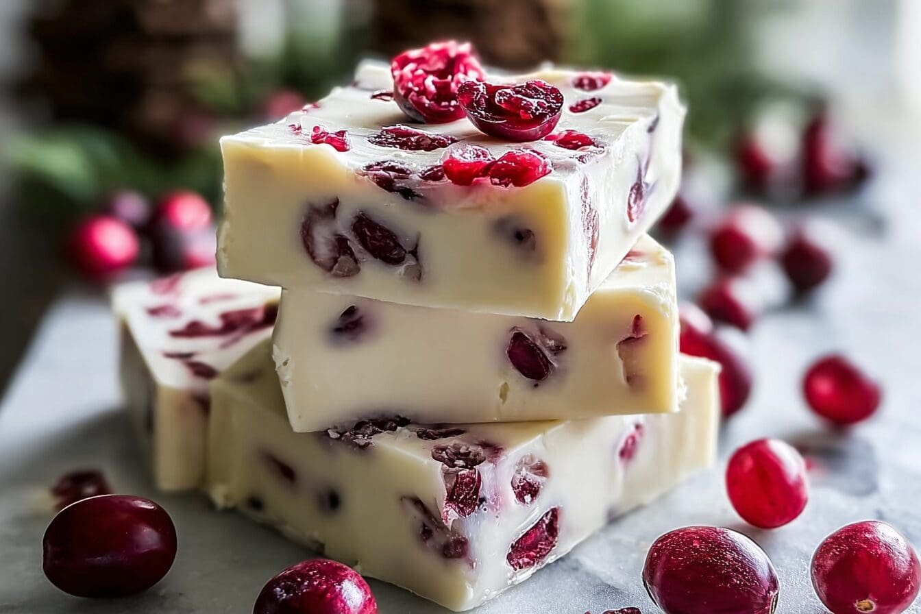 White Chocolate Cranberry Fudge