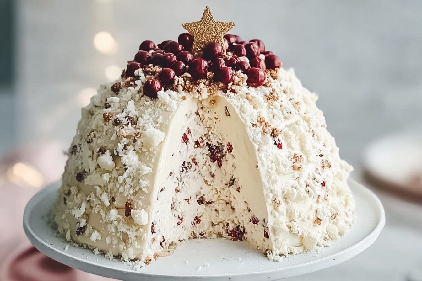 White Christmas Crackle Surprise Cake