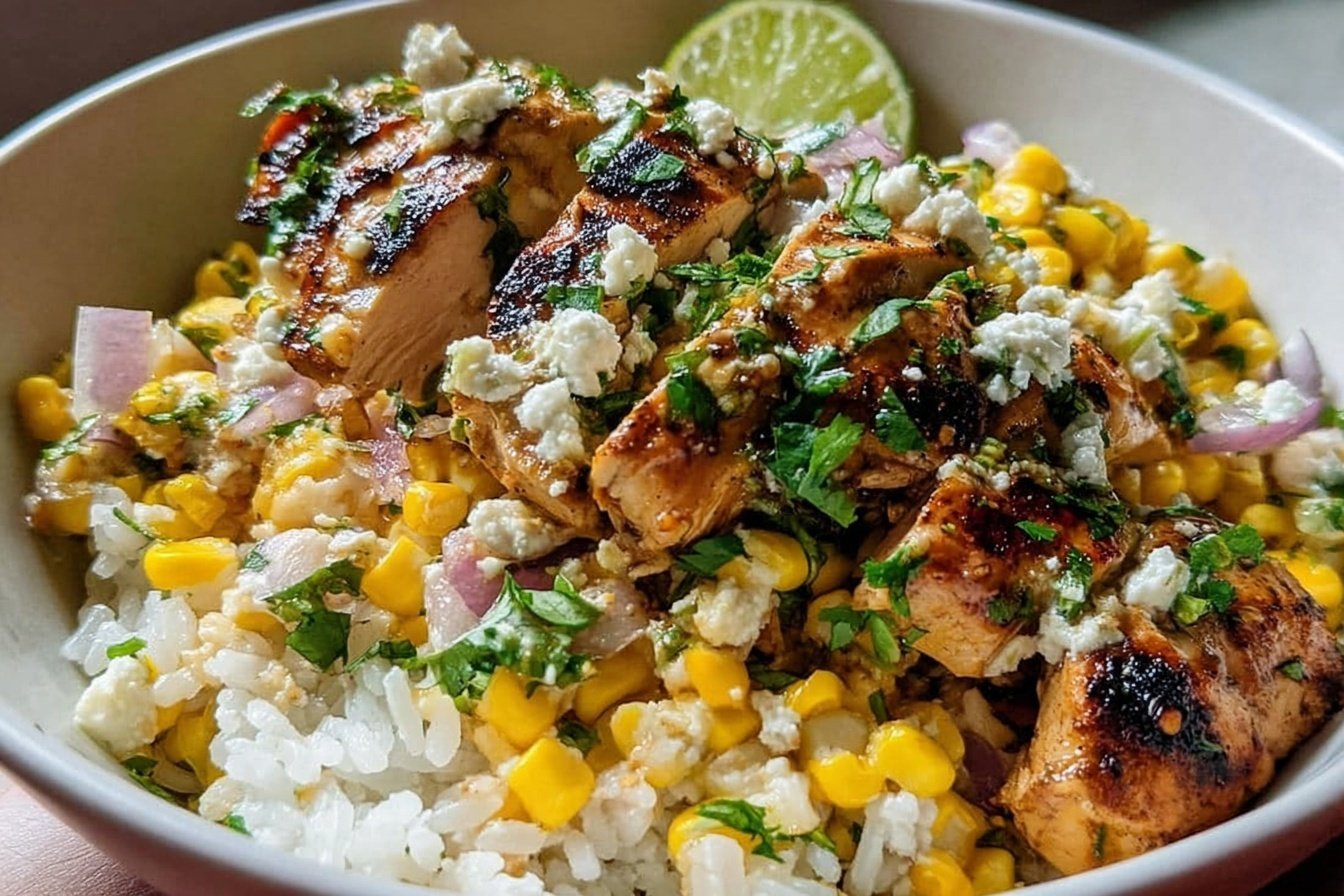 Street Corn Chicken Rice Bowl